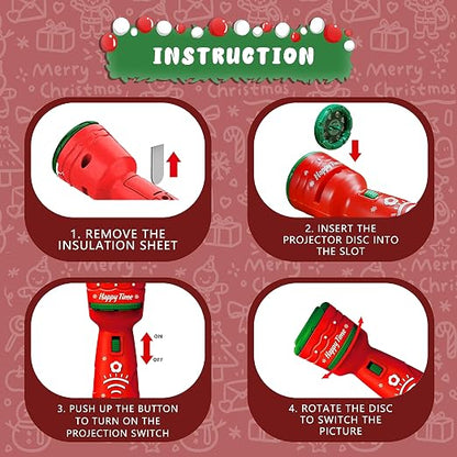 🎃👻Kids Halloween Christmas Projection Flashlight Toy – Create Magical Bedtime Stories With 24 Festive Light Slides