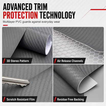 Upgrade Car Interior Instantly! Self-Adhesive Carbon Trim Film