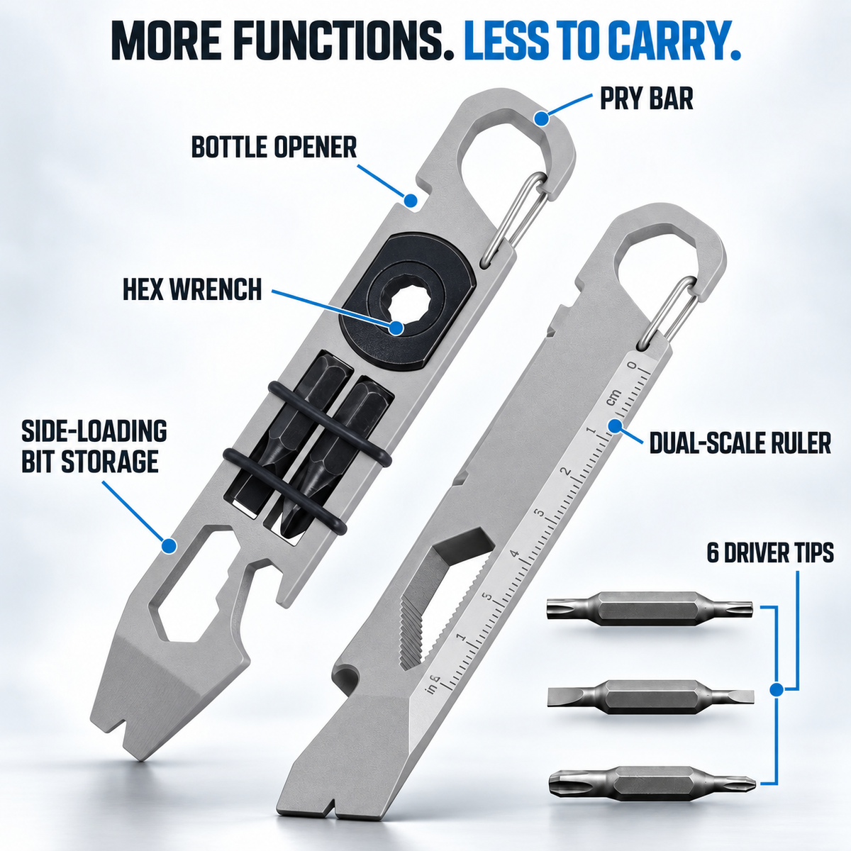 🔧 TC4 Titanium EDC Multitool with Pry Bar & Screwdriver Bits