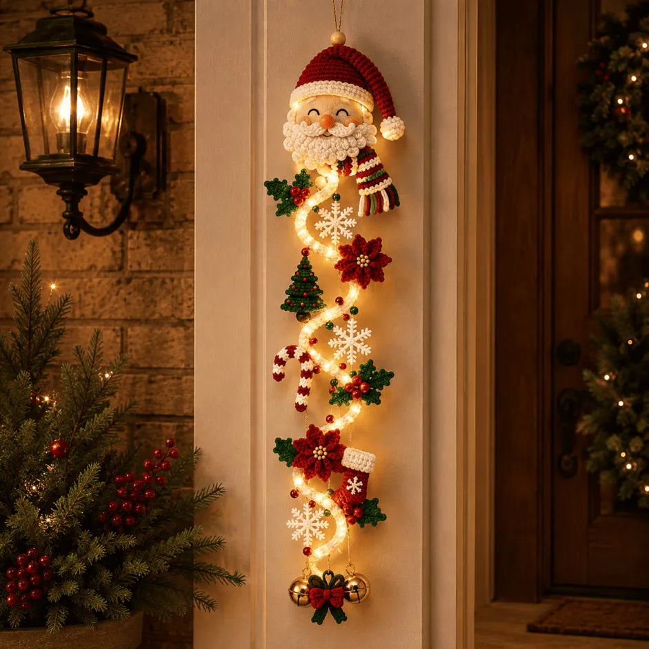 ⏳ – 🎄MerryCascade™ Glowing Christmas Door Hanger | 6 Festive Lighted Designs with Warm Glow, Dimensional Details & Space-Saving Vertical Décor ✨