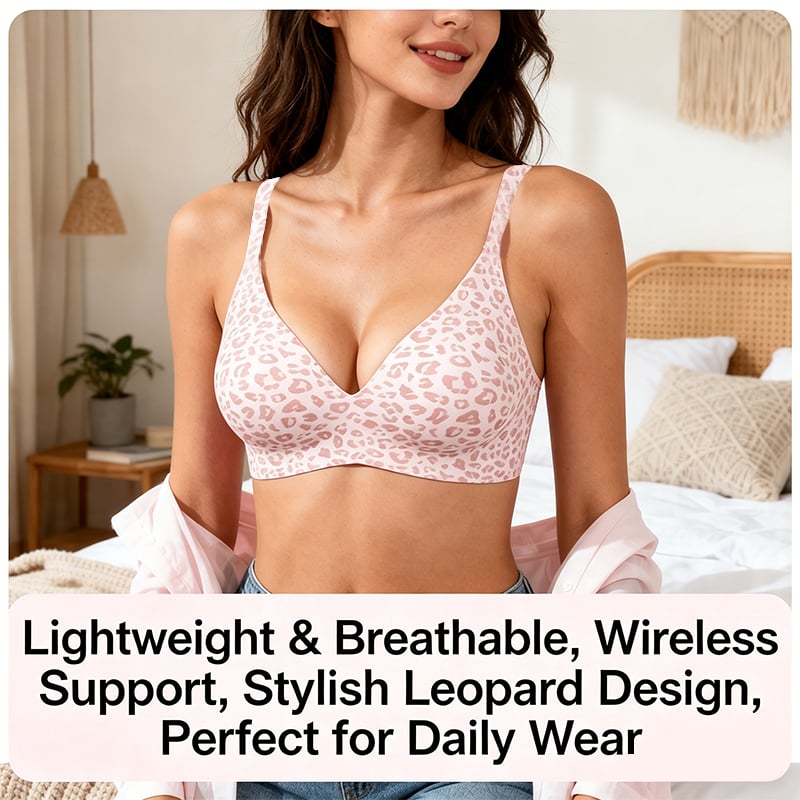 🏆🔥Super Firming Leopard Print Jelly  Bra | Women Wirefree Bras 👍No More Sagging Breasts