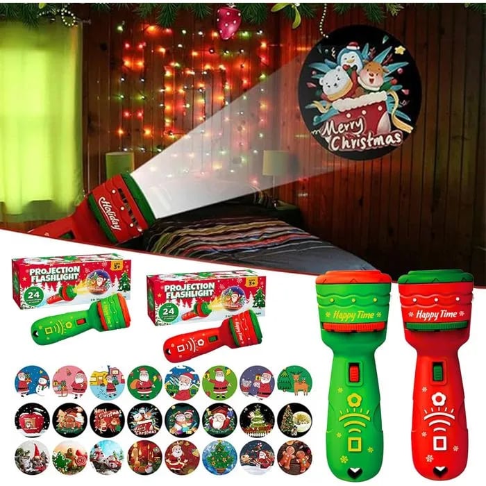 🎃👻Kids Halloween Christmas Projection Flashlight Toy – Create Magical Bedtime Stories With 24 Festive Light Slides