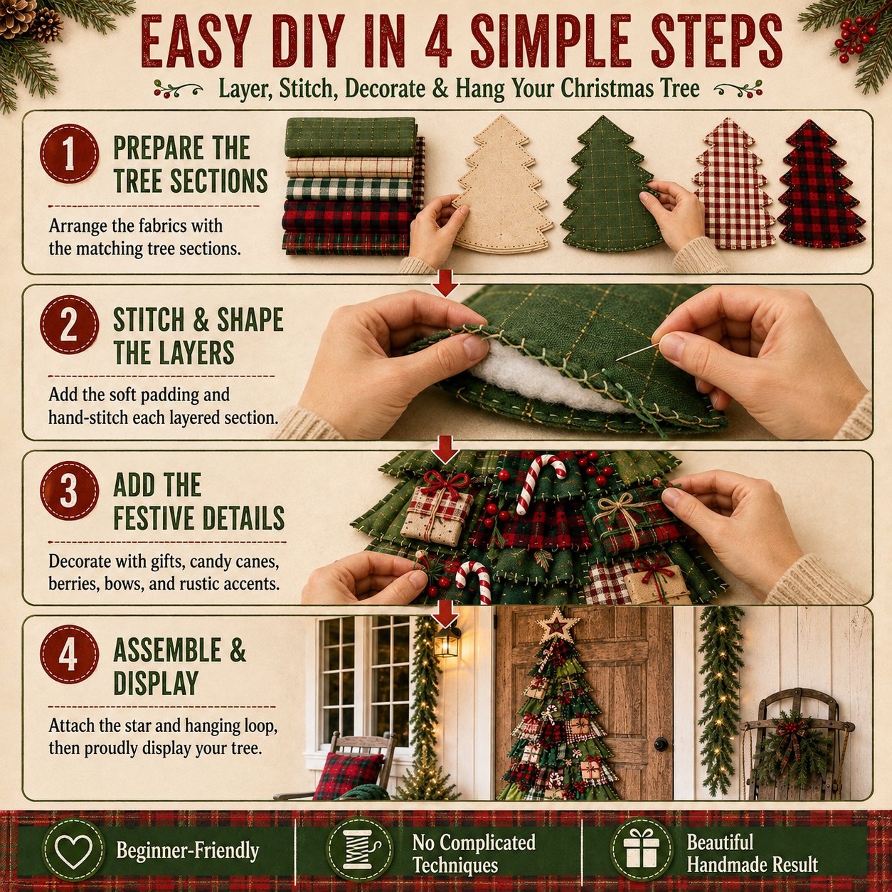 🔥😍Beginner-Friendly DIY Oversized Patchwork Christmas Tree Door Hanging Kit | Complete Kit with All Tools & Step-by-Step Guide Included 💕🎄