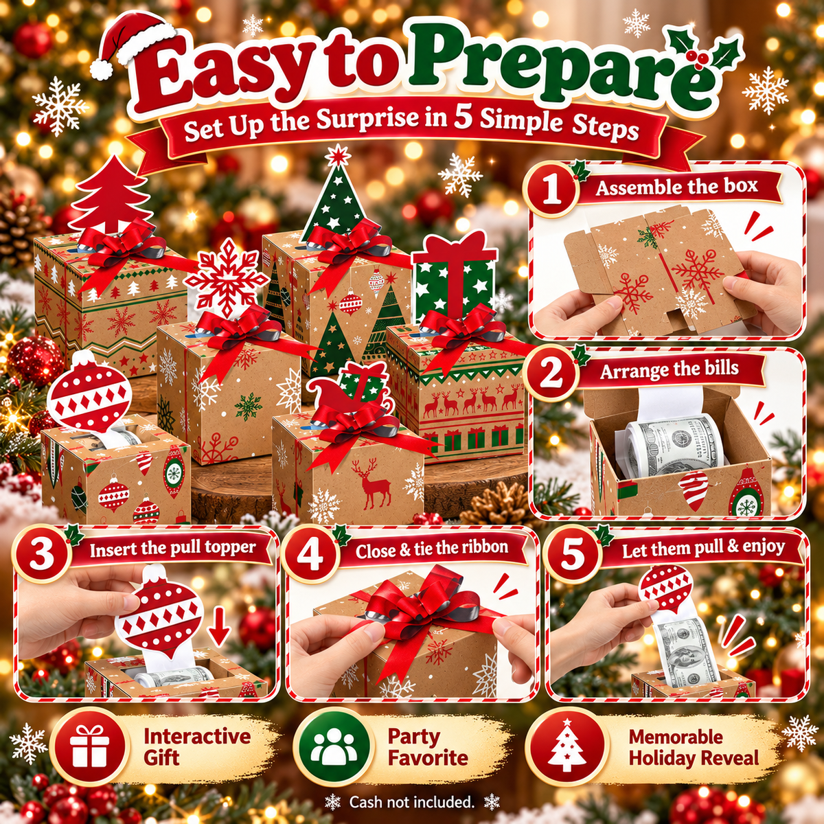 🎄 Christmas Money Pull Gift Box