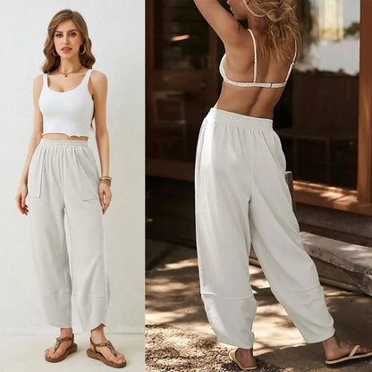 Women’s Baggy Wide Leg Pants Casual Lounge Palazzo Trousers Summer Style