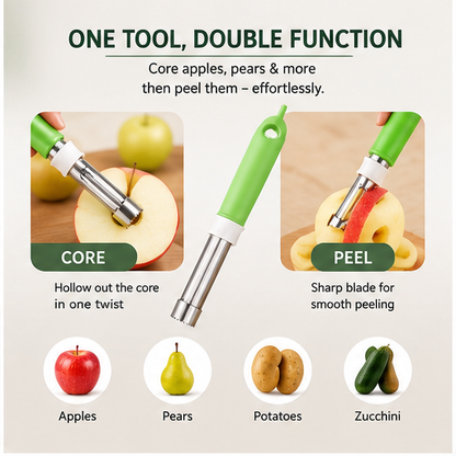 🔥3400+ sold🎁 2-in-1 Apple Corer & Peeler Tool | Stainless Steel