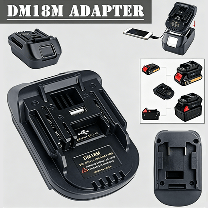 🔋 DM18M Battery Adapter for 18V Tools – Converts 18V & 20V Power Batteries to 18V LXT Tools with USB Charging Port