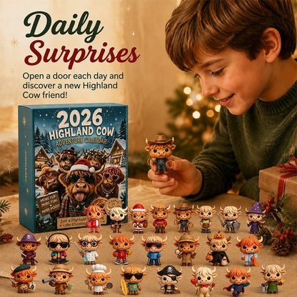 🐂🎄 2026 Highland Cow 24‐Day Christmas Advent Calendar Collectible 3D Figurines
