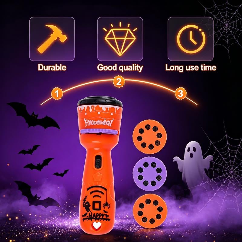 🎃👻Kids Halloween Christmas Projection Flashlight Toy – Create Magical Bedtime Stories With 24 Festive Light Slides