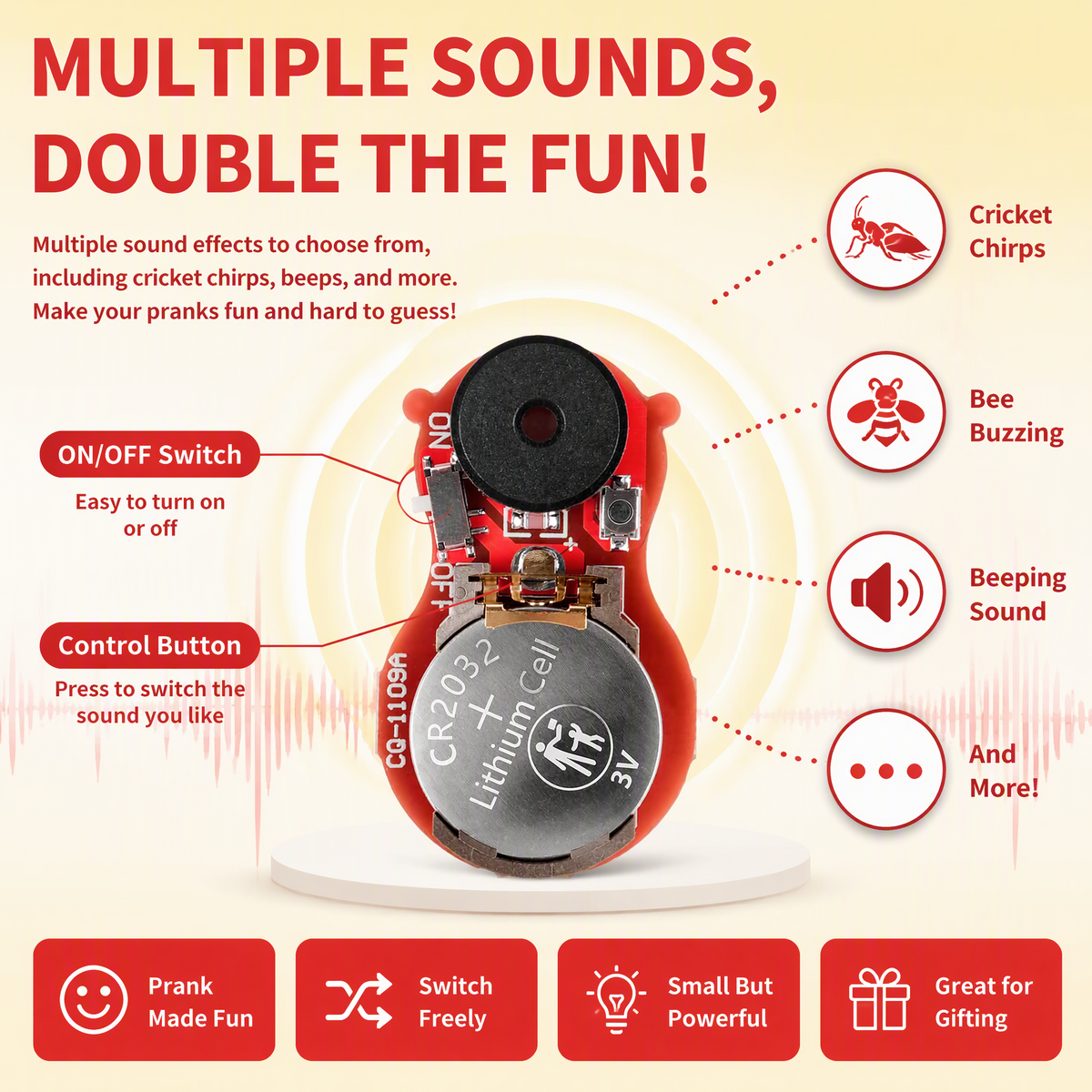 3-Pack Hidden Prank Noise Makers with Random Chirps