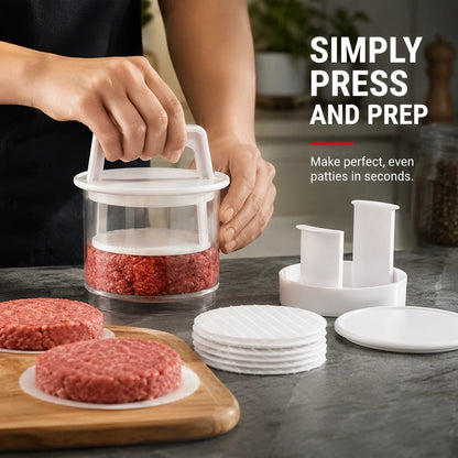 ⏰Limited Stock 60% OFF🍔Non-Stick Burger Mold Shaper with Freezer Storage Container - 12-Piece Set with 8-Layer Plastic Discs