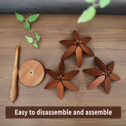 Natural Tree Trivet Set - 4 Wooden Trivets & 1 Stand Like a Christmas Tree