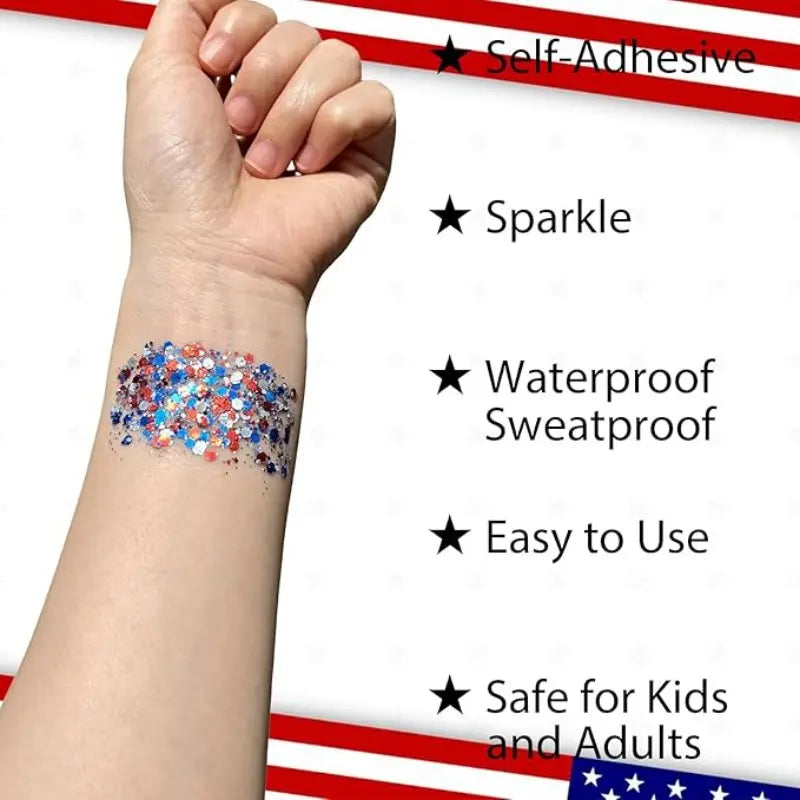 4th of July Glitter Stick | 3-in-1 Patriotic Glow😍✨Red, White & Blue Glitter Body Stick