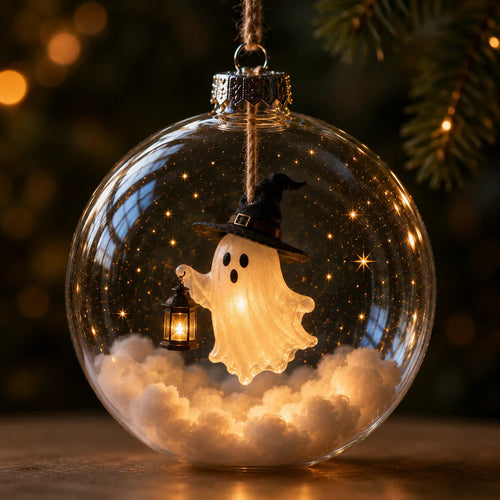 🎃 Halloween Glowing Mini Ornament Collection – Cat / Witch / Pumpkin / Ghost Lighted Decor