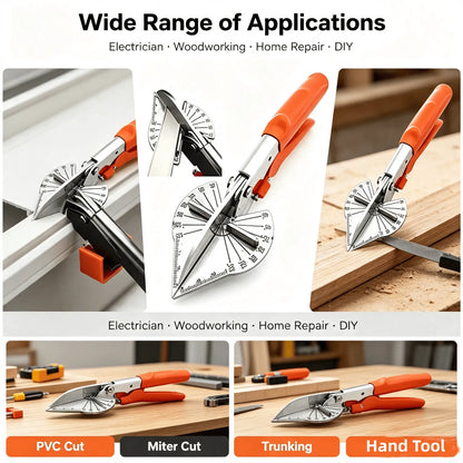 ⭐ ⛏️Multi Angle Miter Shear Cutter, Stainless steel material, 45°-135° Adjustable Angle Trim Scissors Hand Tool