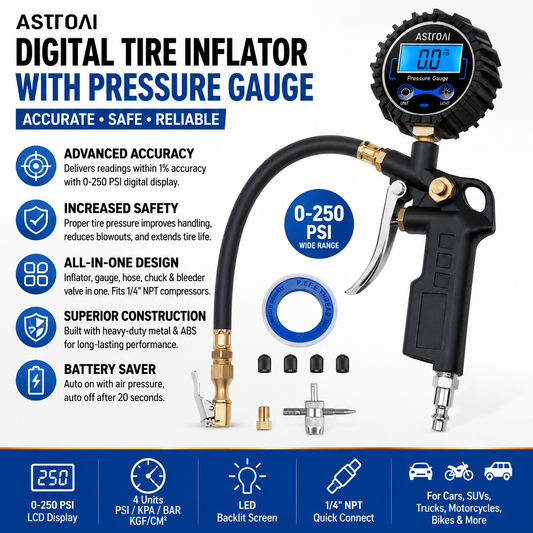 AstroAI Digital Tire Pressure Gauge with Inflator 250 PSI