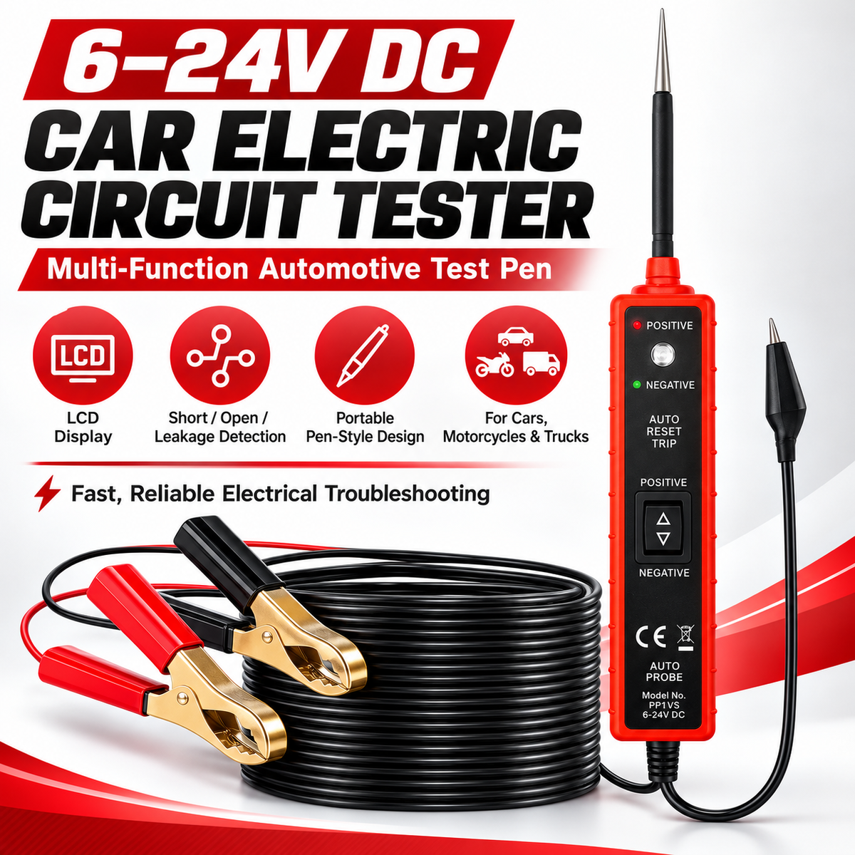 🎁Car Electric Circuit Tester,  6-24V DC Automotive Multifunctional Drive Test Pen, Car Short Circuit/Open Circuit/Leakage Detection Tool
