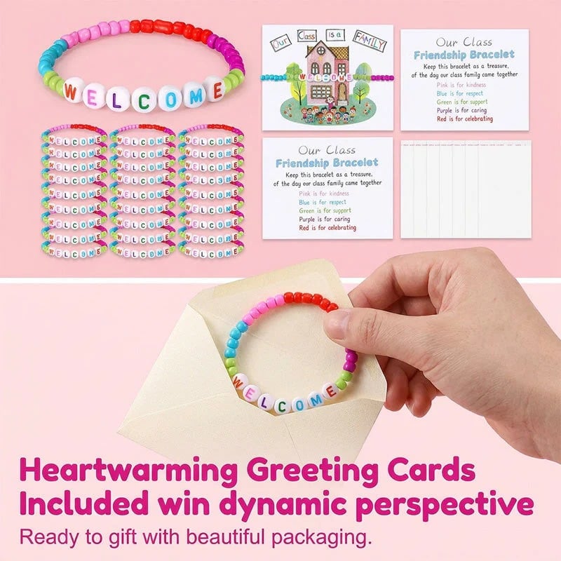 🔥Last Day 49% OFF - ✨🌈Pack of 25 Welcome Bead Bracelets - Strengthen Classroom Friendship & SpreadWarm Kindness!