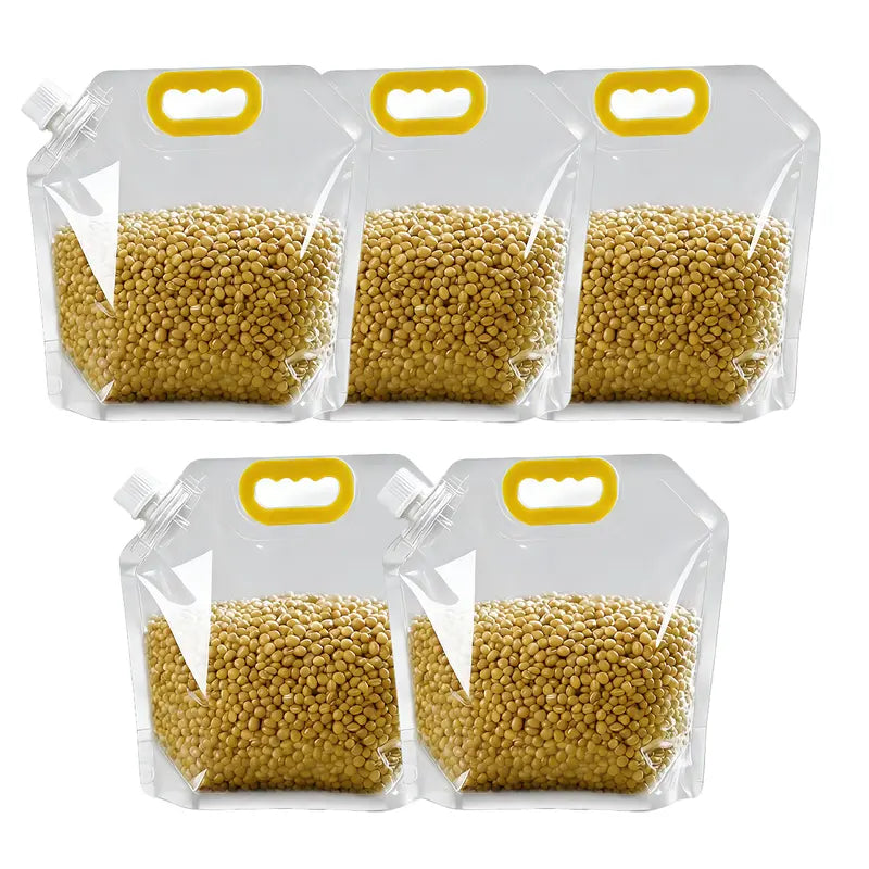 5 Counts Reusable Food Sealed Bags, leak proof design, prevent liquid spillage