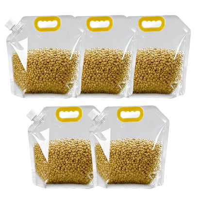 5 Counts Reusable Food Sealed Bags, leak proof design, prevent liquid spillage