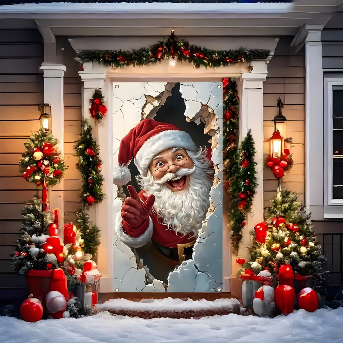 🎅 🚪Santa & Reindeer Christmas Door Cover