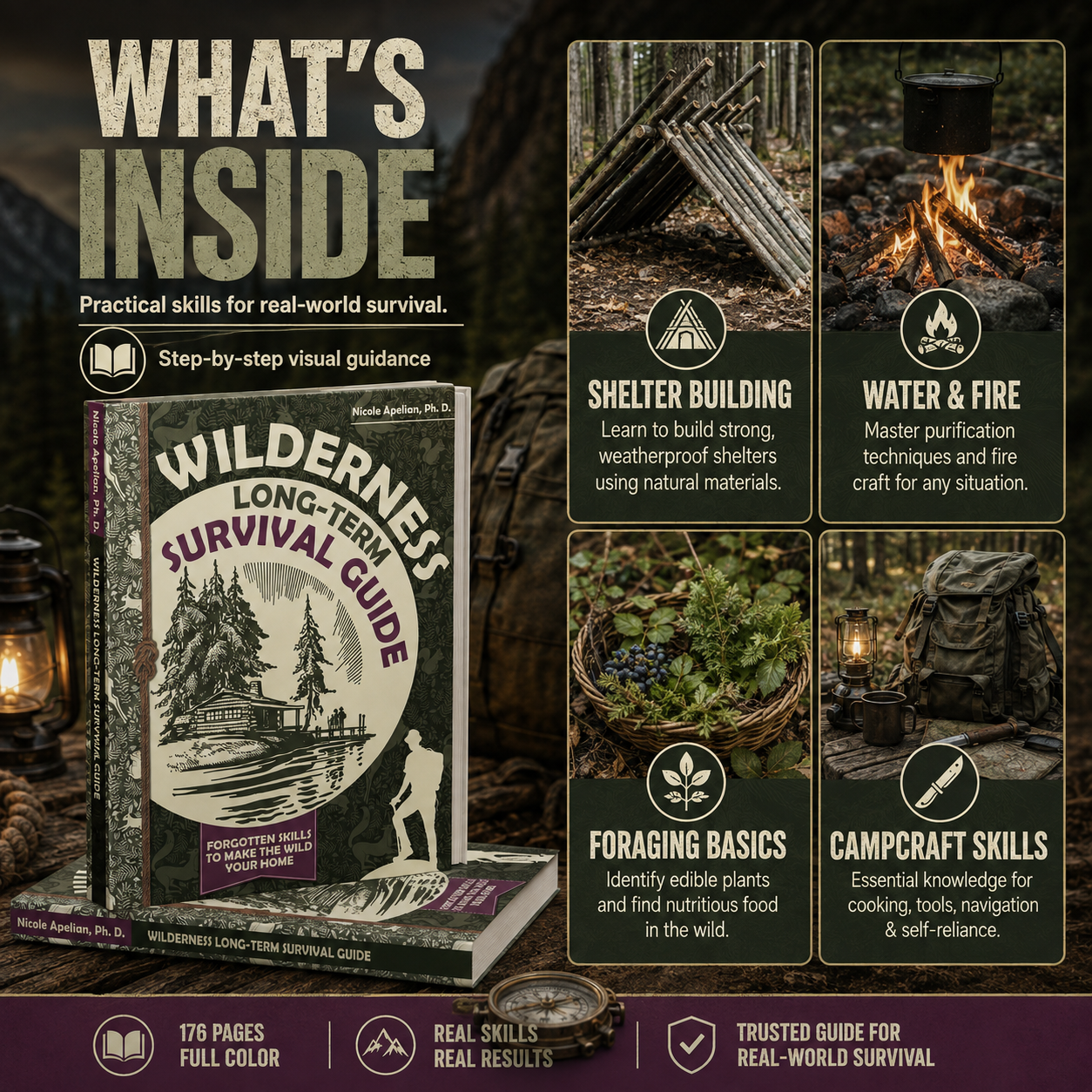 Wilderness Long-Term Survival Guide Hiking Foraging Book