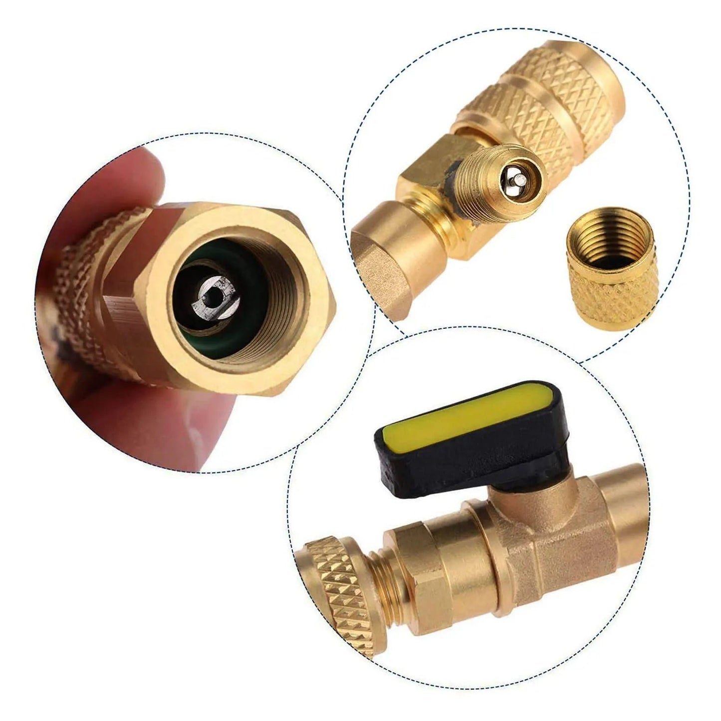 🧰HVAC Valve Core Removal Tool with Dual Size SAE 1/4" & 5/16" Port, AC Schrader Valve Core Remover Installer for R22 R410A R32 Refrigeration Air Conditioning Systems