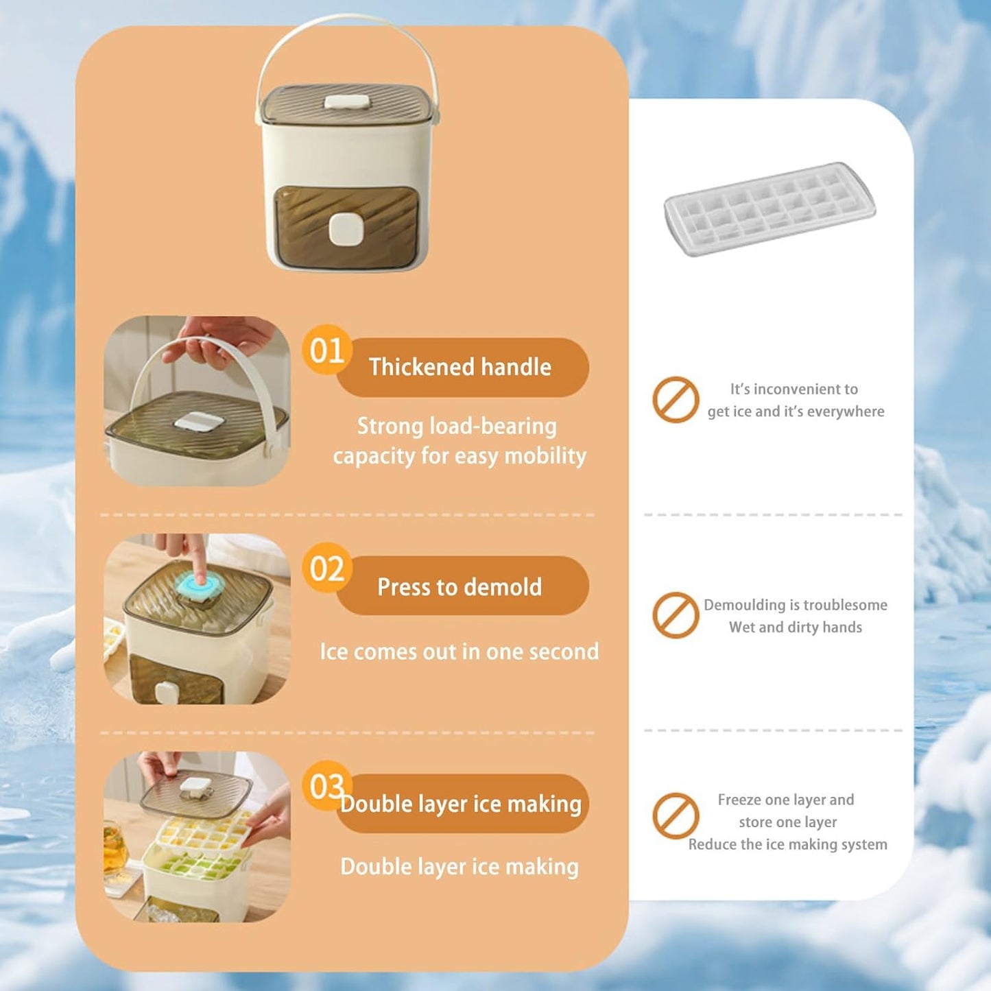 🧊❄️ Ice Cube Tray with Lid and Bin – Make Ice-Making Simple