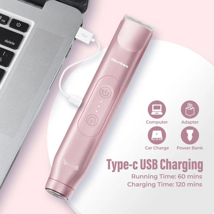 Akunbem ✨ 💖 2-in-1 Bikini Trimmer for Women – Rechargeable Shaver
