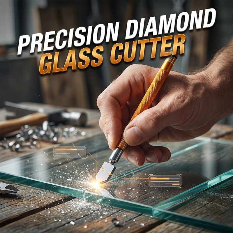 💥70% OFF Factory Clearance–Professional Diamond Glass Cutter with Alloy Handle Roller Wheel