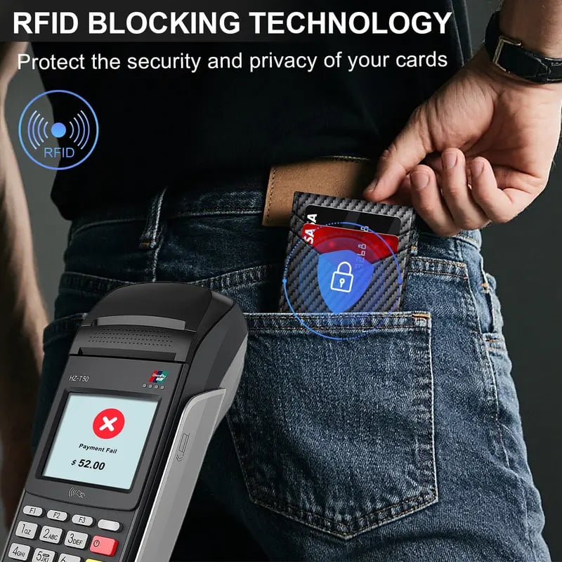 💼Minimalist Men's Slim Wallet: 9 - 13 Cards, ID Window. RFID - Blocking, Aluminum Bifold Pop - Up