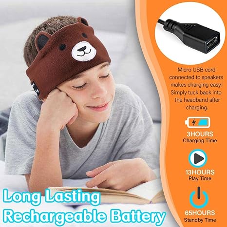 🔥HOT SALE 49% OFF🧒🎧Kids Bluetooth Sleep Mask Headband – 😴✨Super Soft Fleece With Thin Wireless Music Speakers for Travel Nap Bedtime