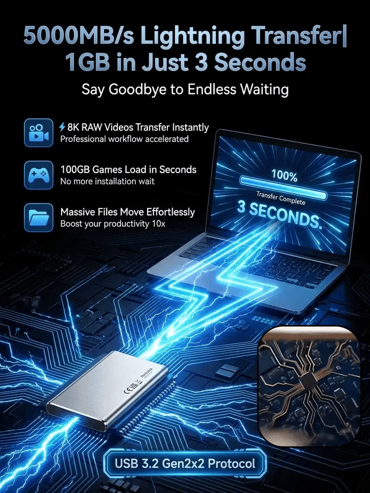 🏆Flash Sale⚡ 50K+ SOLD! Almost Gone-🔥Speed Portable SSD-Next-generation ultra-thin, high-capacity, high-speed solid-state drive