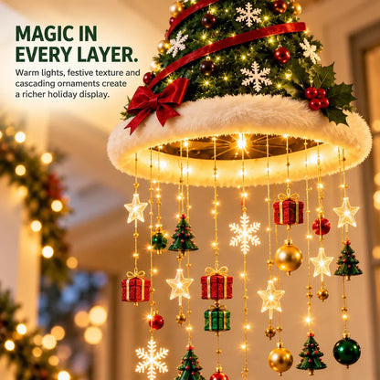 🎅 Lighted Santa Hat Hanging Chandelier 🎄