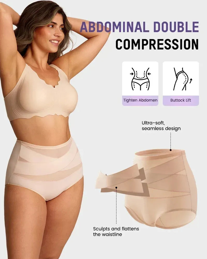 💟Plus-Size High-Waist Cross Tummy Control Panties🩲