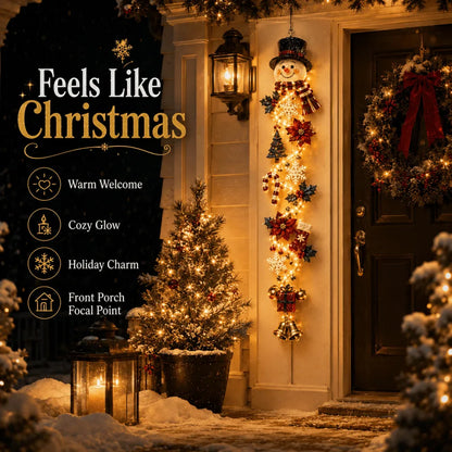 ⏳ – 🎄MerryCascade™ Glowing Christmas Door Hanger | 6 Festive Lighted Designs with Warm Glow, Dimensional Details & Space-Saving Vertical Décor ✨