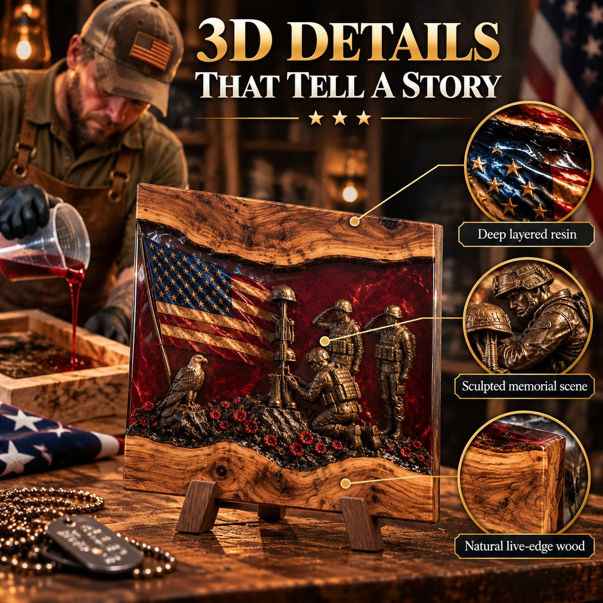 Veteran Tribute Cutting Board – Patriotic Military Memorial Kitchen Decor Gift For Heroes Who Served
