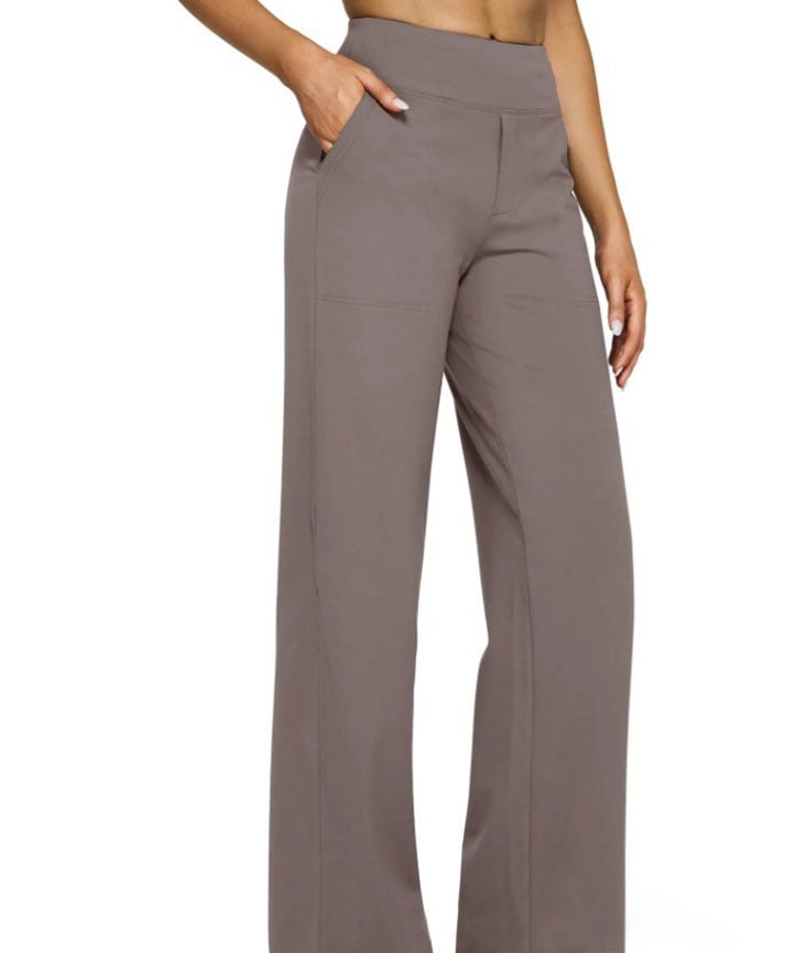 Women's High Waisted Wide Leg Yoga Dress Pants with Pockets