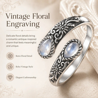 Vintage Moonstone Open Ring • Adjustable Open Band