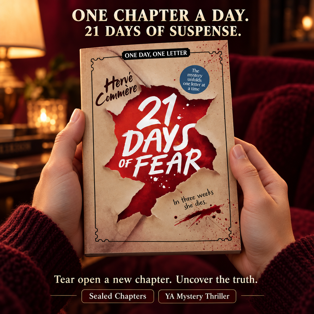 21 Days of Fear YA Thriller Paperback Book with Perforated Chapter Envelopes 📕