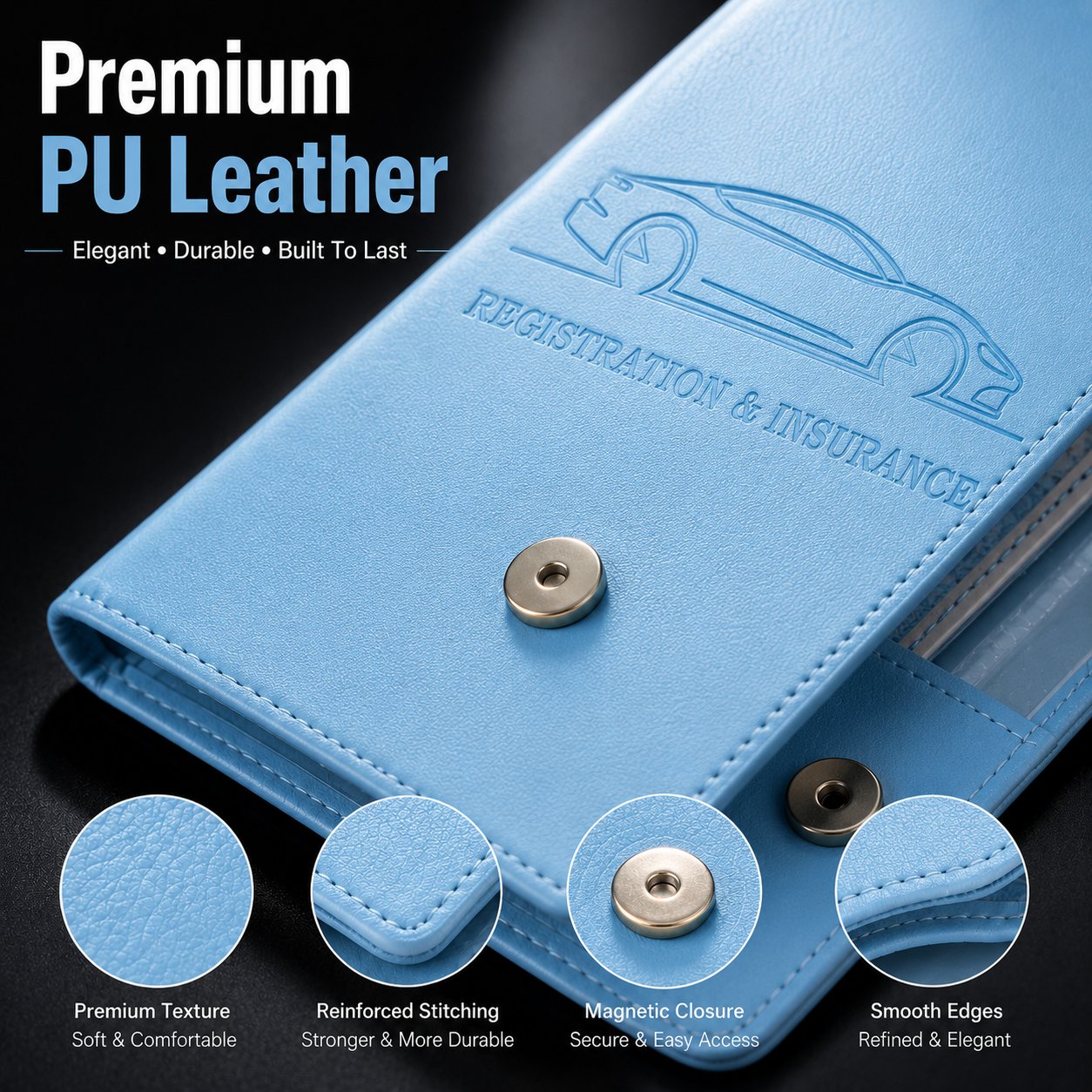 🚗 Car Registration & Insurance Document Holder | Premium PU Leather Organizer