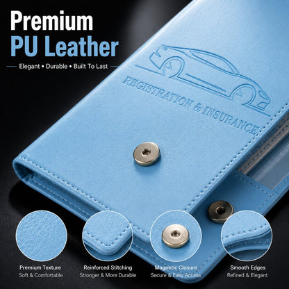 🚗 Car Registration & Insurance Document Holder | Premium PU Leather Organizer
