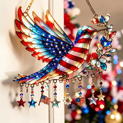 Patriotic Hummingbird Suncatcher 🎉 - 250th Anniversary Gift 🎆