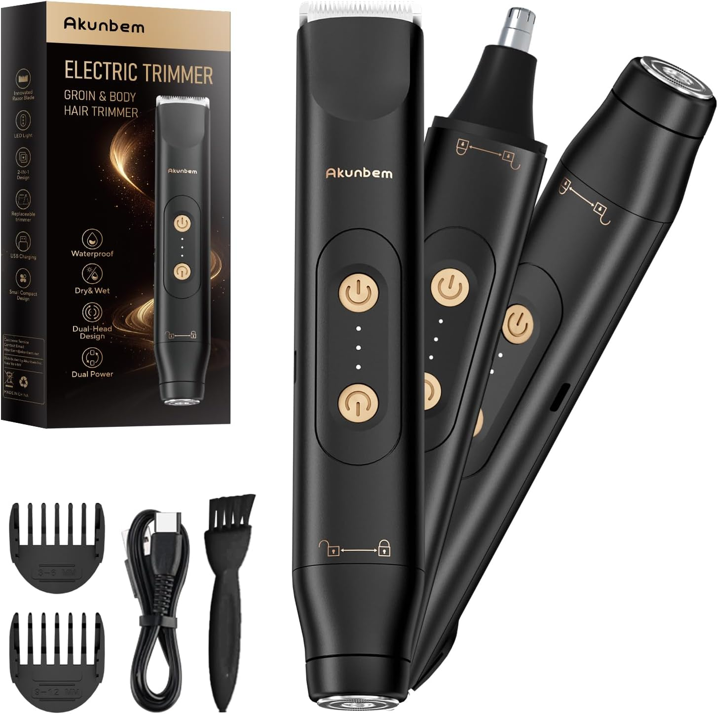 Akunbem ✨ 💖 2-in-1 Bikini Trimmer for Women – Rechargeable Shaver