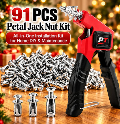 91-Piece Petal Jack Nut Tool Kit – M4/M5/M6 Hollow Wall Metal Anchors with Installation Pliers for Drywall & DIY Repair