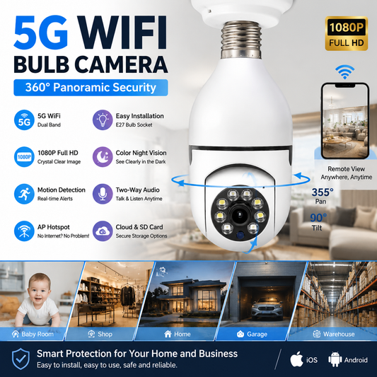 5G Wireless Wifi Light Bulb Security Camera