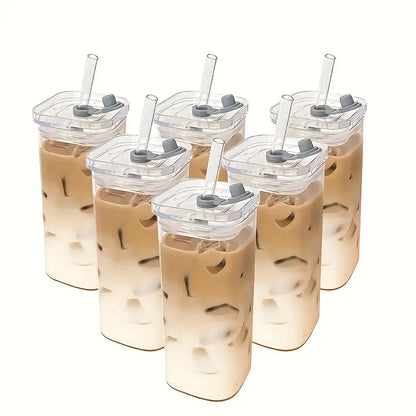 DWTS DANWEITESI 4-Pack Glass Cup and Straw Set - 13oz