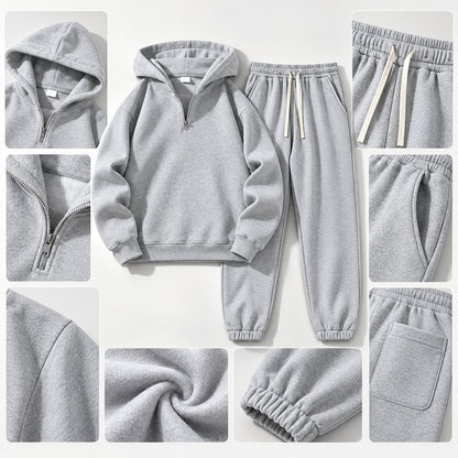 Men's Plain Two-piece Casual Sporty Sweatsuit Set