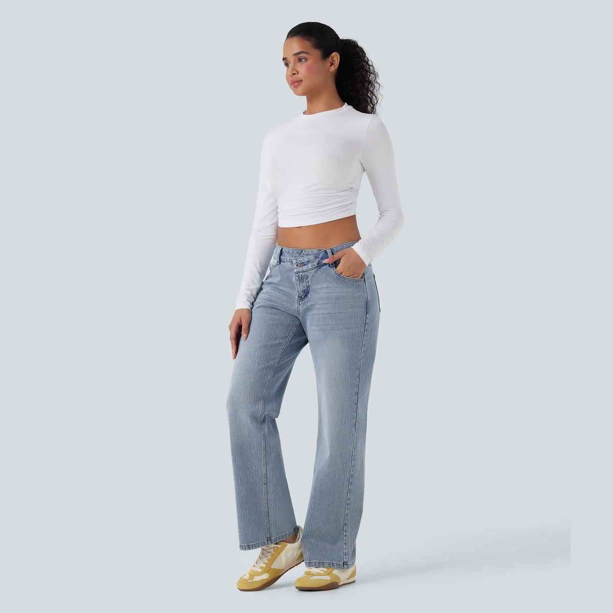 Halara Flex Low-Rise Straight-Leg Casual Jeans, 94% Cotton