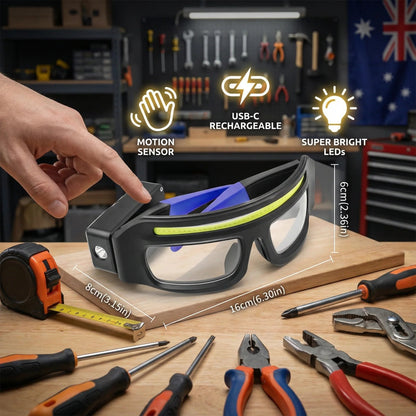 🔦 Rechargeable Motion Sensor Headlamp Glasses – Compact Hands-Free Lighting ✨